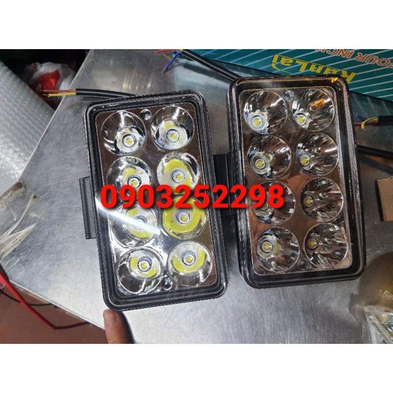cặp đèn led trợ sáng 8 mắt run lai  , đèn trợ pha siêu sáng 12v 24v có clip