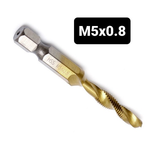 Một Mũi Khoan Tạo Ren Trong M5, Doa Âm Mũi Vít, Chuôi Lục Giác 6 Ly M5x0.8