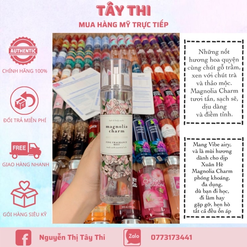 Xịt Thơm MAGNOLIA CHARM Body Mist Bath and Body Works 236ml