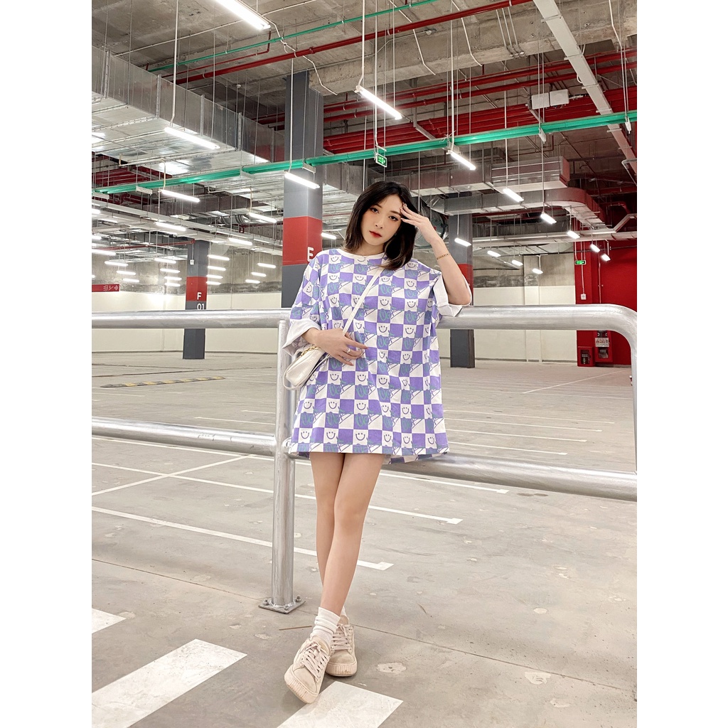 Áo Thun BOO Unisex Dáng Oversize Họa Tiết Checker Board Màu Sắc Hottrend Logo OOB