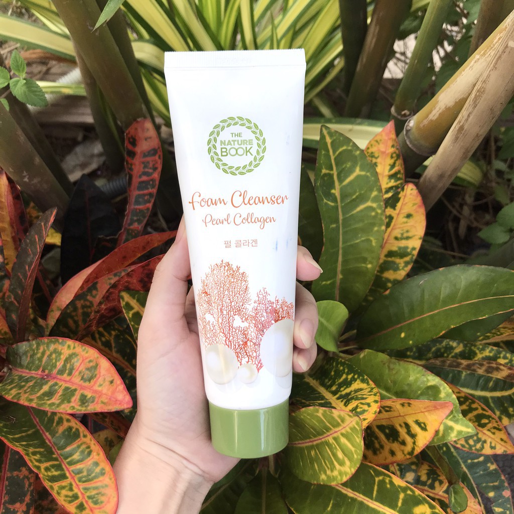 Mỹ phẩm thiên nhiên chính hãng Hàn Quốc [Free ship] Sữa Rữa Mặt foam cleanser pearl collagen The Nature Book