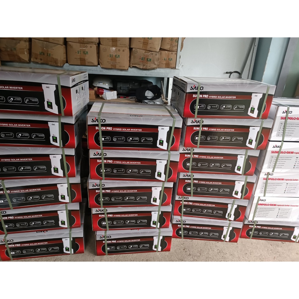 Biến tần Hybrid 6KW - 48VDC SAKO SUNPOLO 6KW; Max PV 6000wp có thể mắc song song 9 máy 450VDC, BH 18 tháng