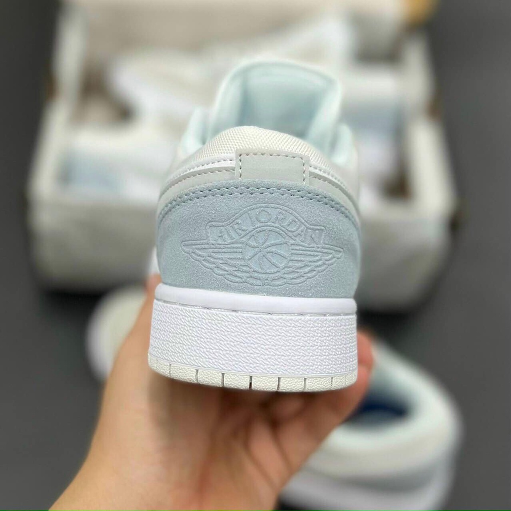 Giày 𝐉𝐨𝐫𝐝𝐚𝐧 1 Low paris xám xanh cổ thấp, Sneaker thể thao JD1 Nam Nữ hàng đẹp Full BOX BILL