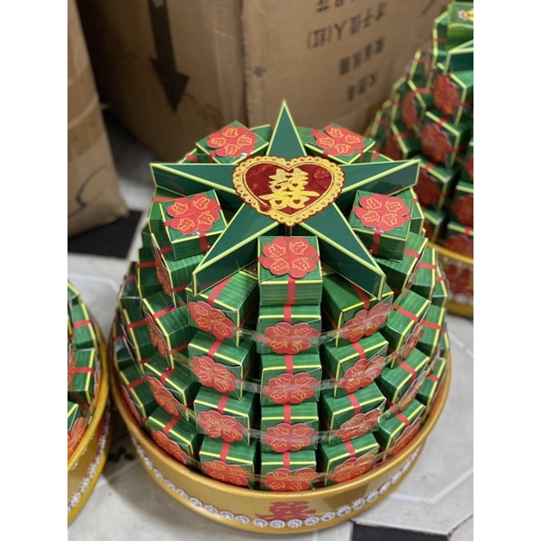 Combo 105c Hộp Đựng Bánh Phu Thê Trái Tim