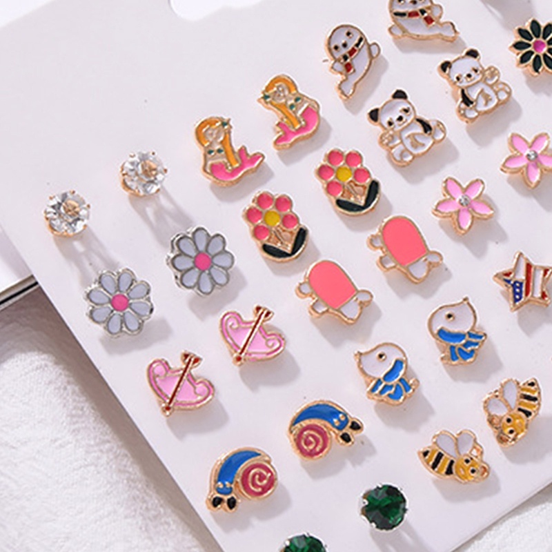 Bộ 20 Đôi Bông Tai Xỏ Lỗ Không Gây Dị Ứng Dễ Thương Cho Tuổi Teen