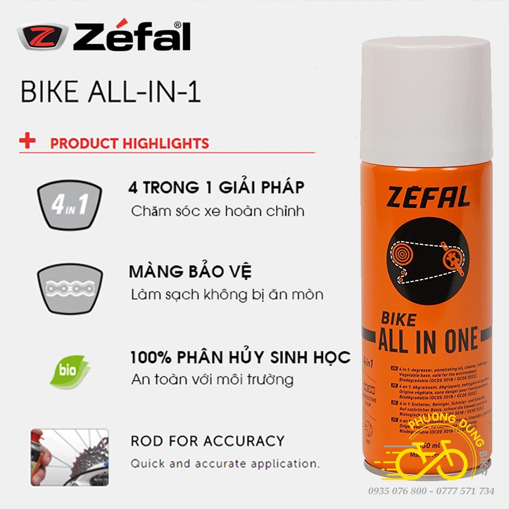 Chai xịt bảo dưỡng xe đạp ZEFAL BIKE ALL-IN-1 - Hàng chính Hãng
