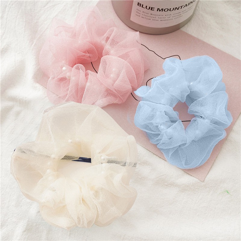 Dây Buộc Tóc Co Giãn Đính Ngọc Trai Giả Sáng Tạo Thời Trang Dễ Thương Cho Nữ