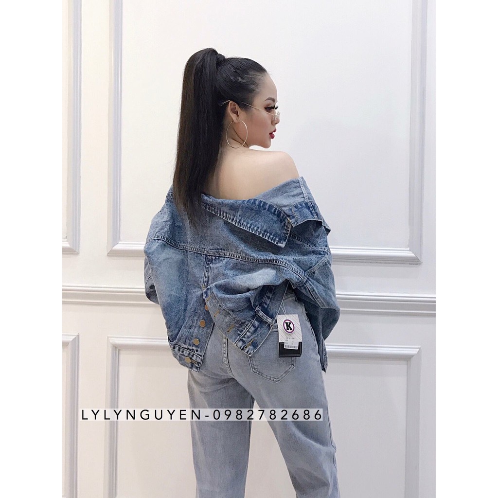 ÁO KHOÁC JEAN NỮ MẪU HAZIWON PHỐI CÚC SAU LƯNG SIÊU HOT 02FF