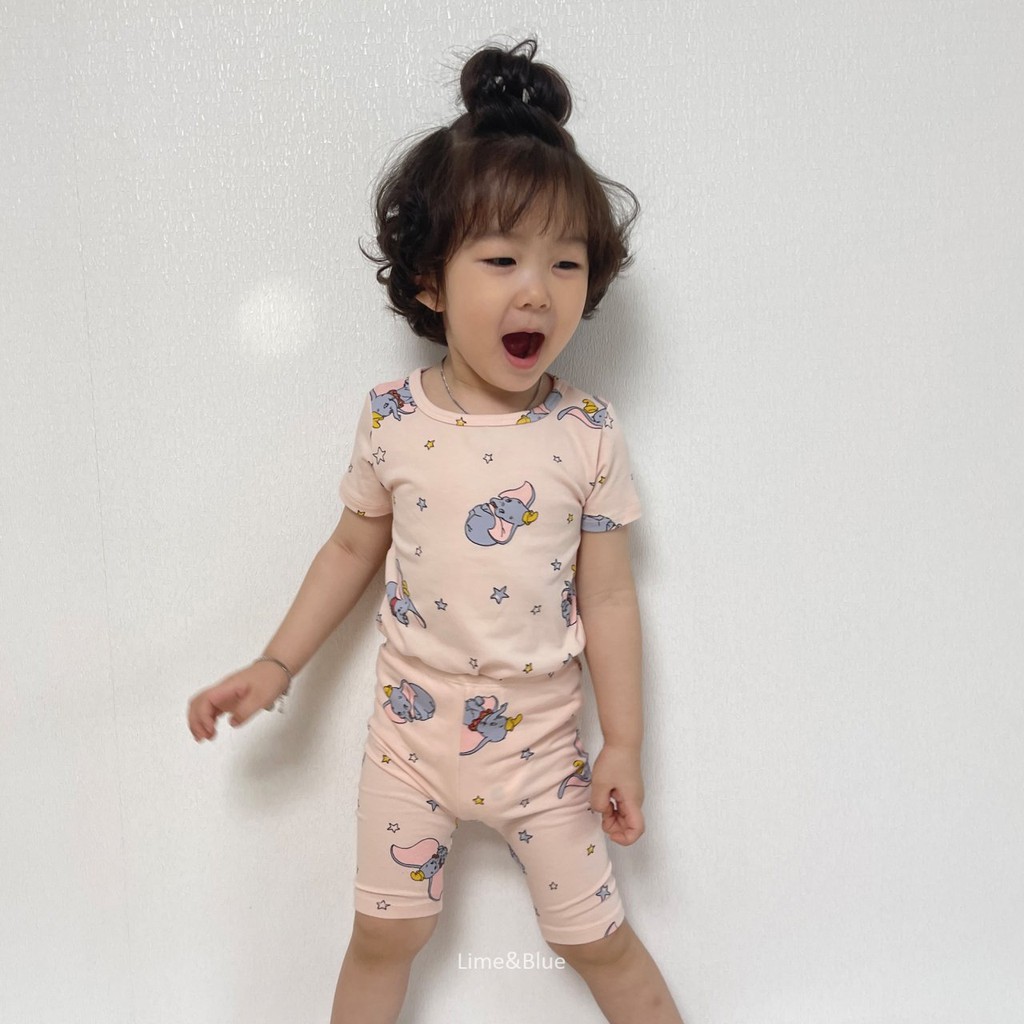 Bộ Dumbo quần áo trẻ em Hàn Quốc Cao Cấp Lime & Blue