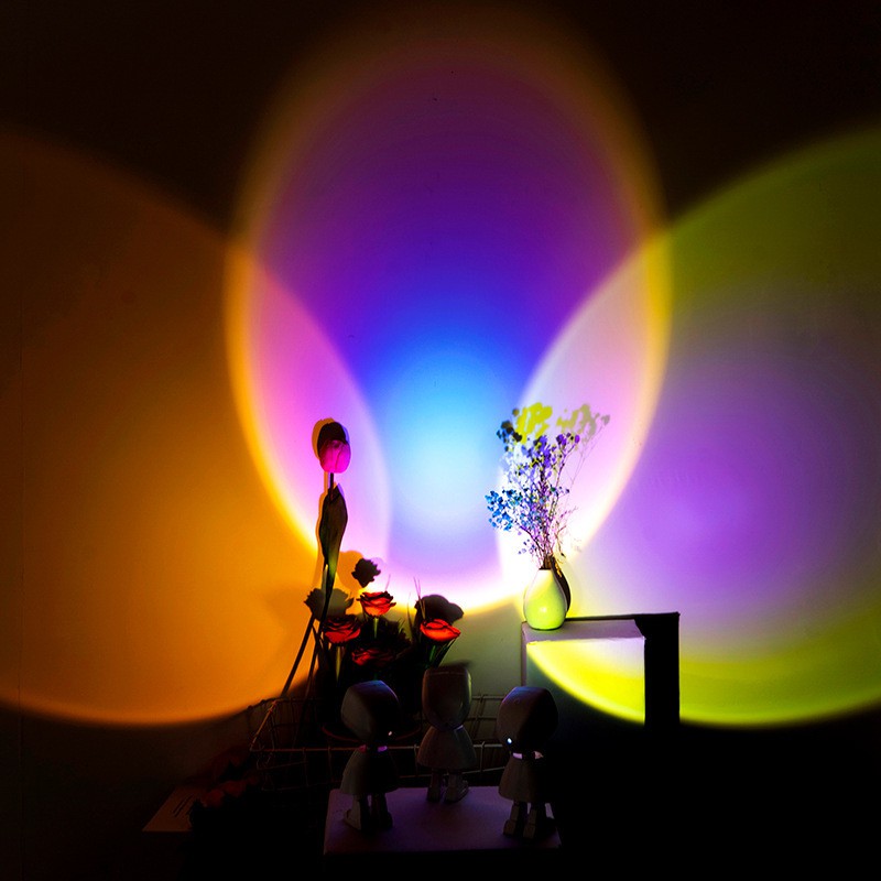 Tiktok Robot Design USB Sunset Projection Floor Light Rainbow Modern Led Floor Light Living Room Stand Light Bedroom Projector Floor Lamp Đèn Led Màu Cầu Vồng Trang Trí Phòng Ngủ