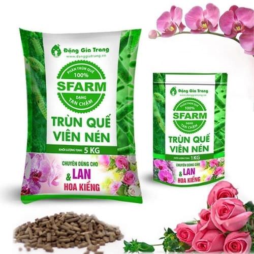 Phân trùn quế Sfarm viên nén tan chậm chuyên cho hoa kiểng, cây cảnh - 5kg - hgct3