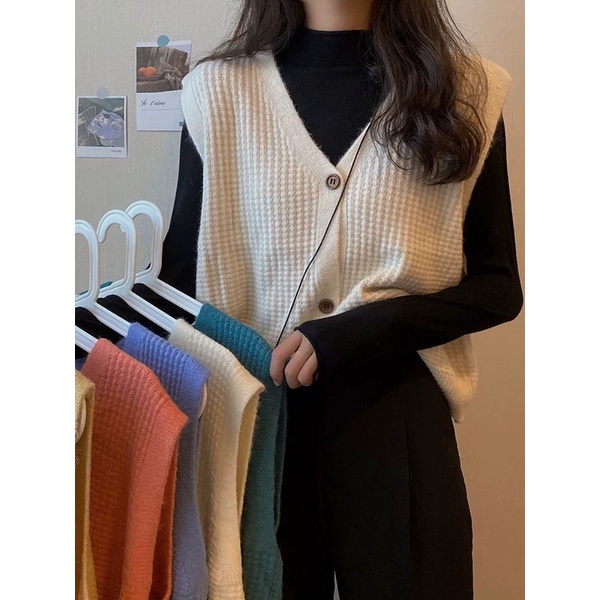 Áo gile cổ chữ V thiết kế mới phong cách Hàn Quốc ordertaobao
