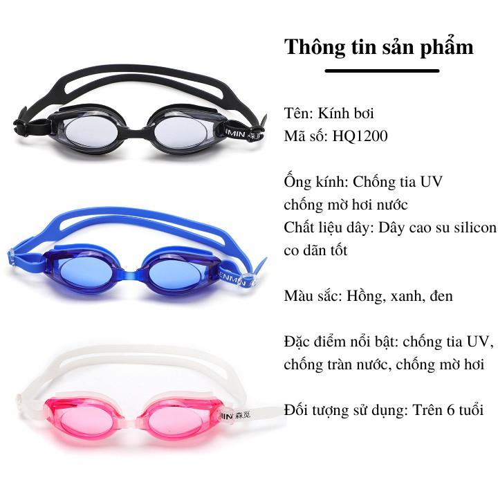 Kính bơi chống tia UV, chống mờ sương