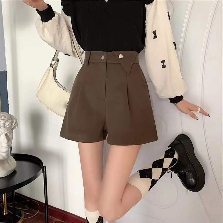 Quần Short Len Lưng Cao Ống Rộng Thời Trang Mùa Thu Dành Cho Nữ