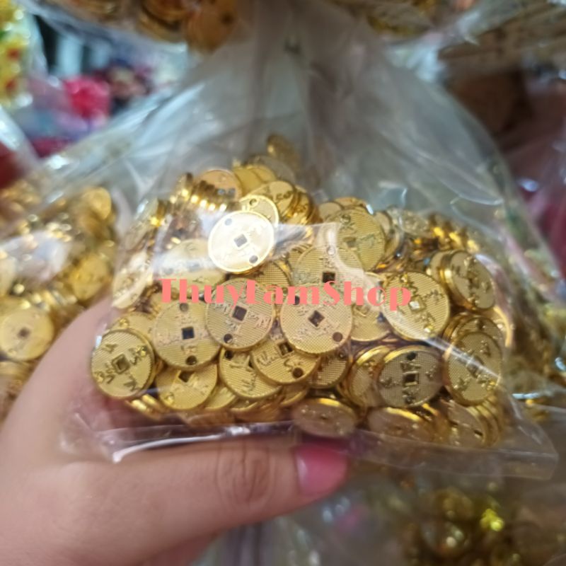 Gói 50g đồng xu thiếc vàng làm cây cành vàng lá ngọc