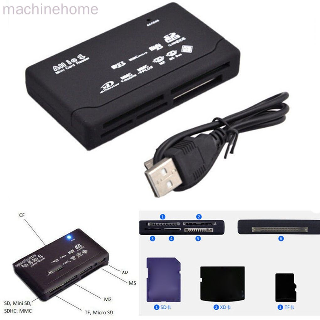 All In One Card Reader USB 2.0 SD Card Reader Adapter Support TF CF SD Mini SD SDHC MMC MS XD machinehome