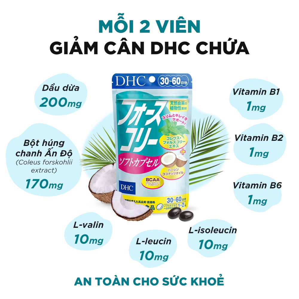 Viên uống Giảm cân DHC bổ sung dầu dừa hỗ trợ giảm cân an toàn và làm đẹp da gói 40 viên (20 ngày)