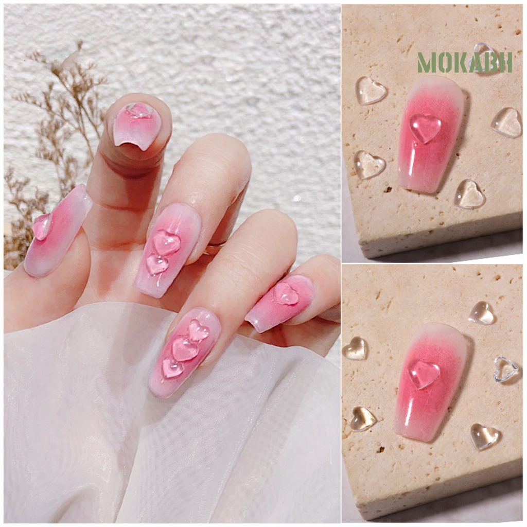 Set 100 Phụ Kiện Trang Trí Móng Tay Nghệ Thuật Hình Trái Tim 3D DIY
