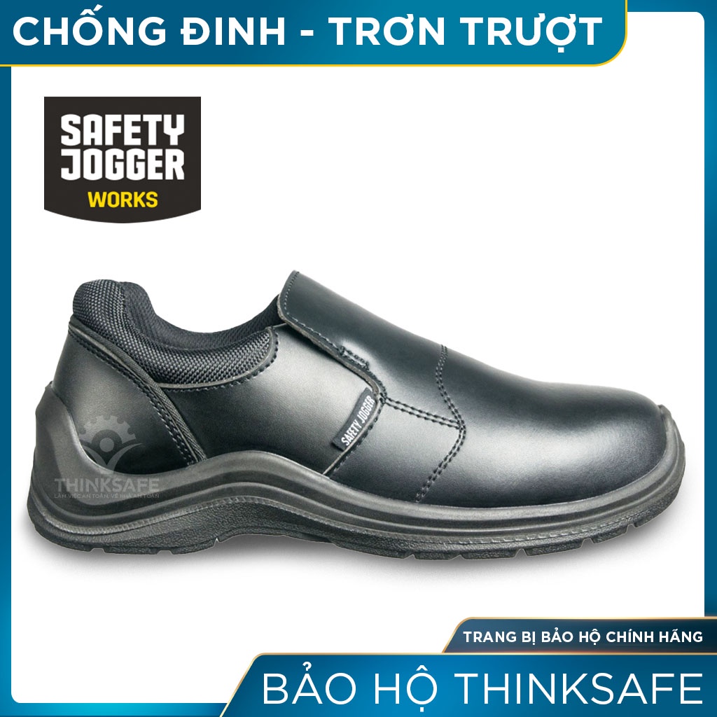 Giày bảo hộ jogger Thinksafe, không dây, da bò cao cấp thoáng khí, chống nước, đinh, trơn trượt, dùng xưởng, bếp - Dolce