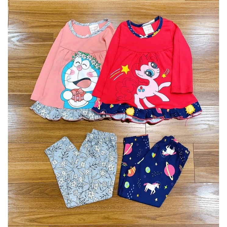 Bộ cotton bèo gấu bé gái (3-8y)