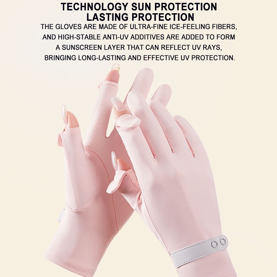 Găng Tay Hở Ngón Bằng Lụa Silicone Chống Tia Cực Tím Chống Nắng Cho Nam Nữ