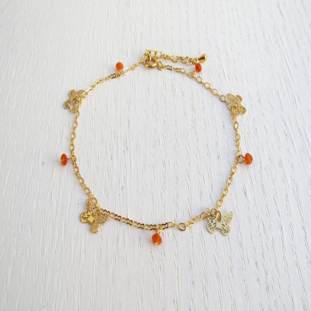 Lắc Chân Mặt Hình Bướm Rỗng Đính Đá Pha Lê Đơn Giản Cá Tính Phong Cách Mới Dành Cho Nữ Đi Biển