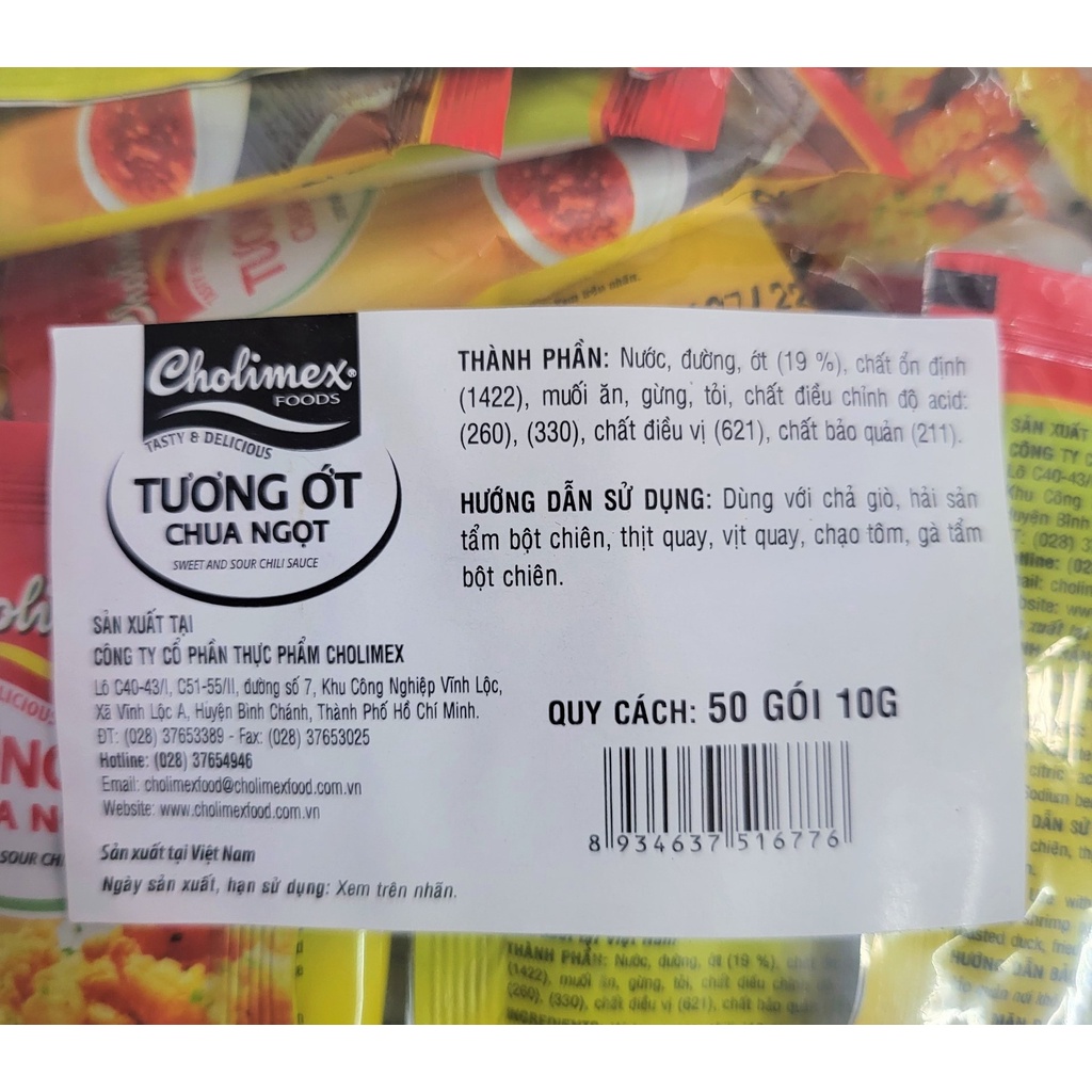 [CHUA NGỌT] [50 gói x 10g] TƯƠNG ỚT CHUA NGỌT [VN] CHOLIMEX Sweet and Sour Chili Sauce
