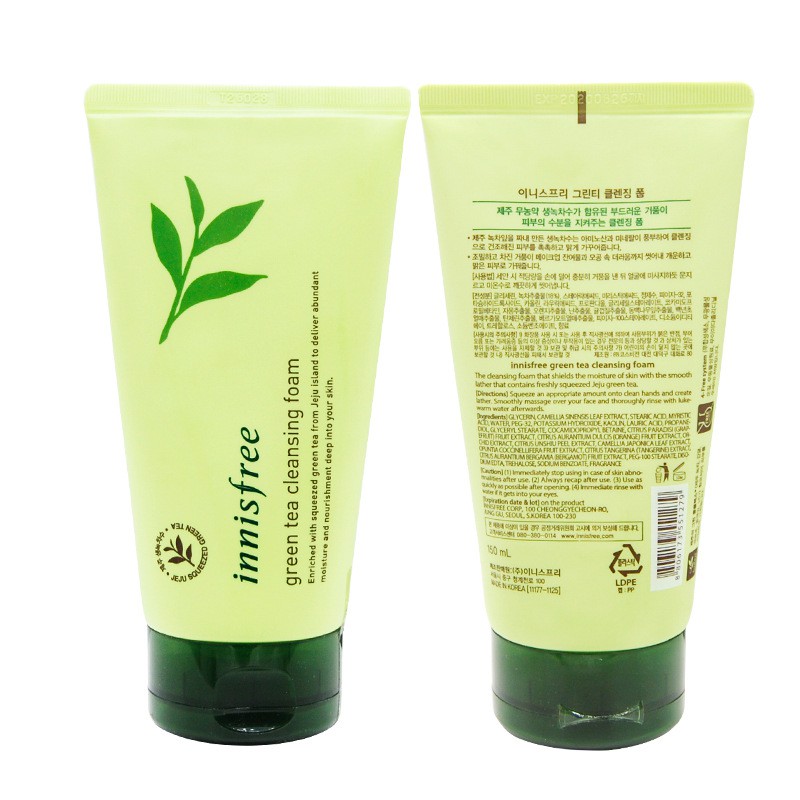 Sửa Rửa Mặt Trà Xanh Innisfree 150ml - Ngừa Mụn, Sáng Da - Không Tạo Bột - O2O Shop