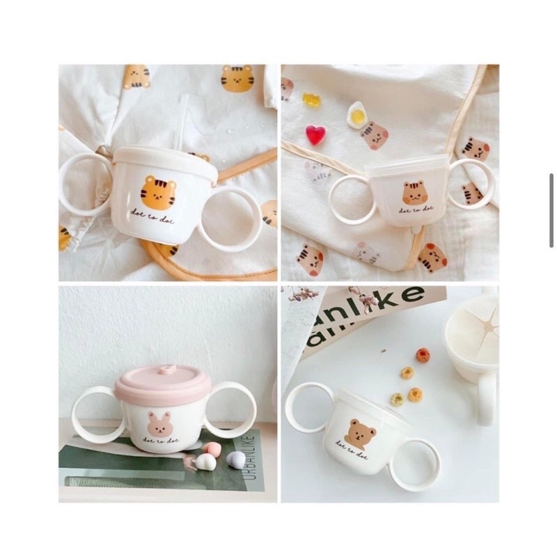 Cốc tay cầm hút và ăn snack Dottodot cho bé Made in Korea