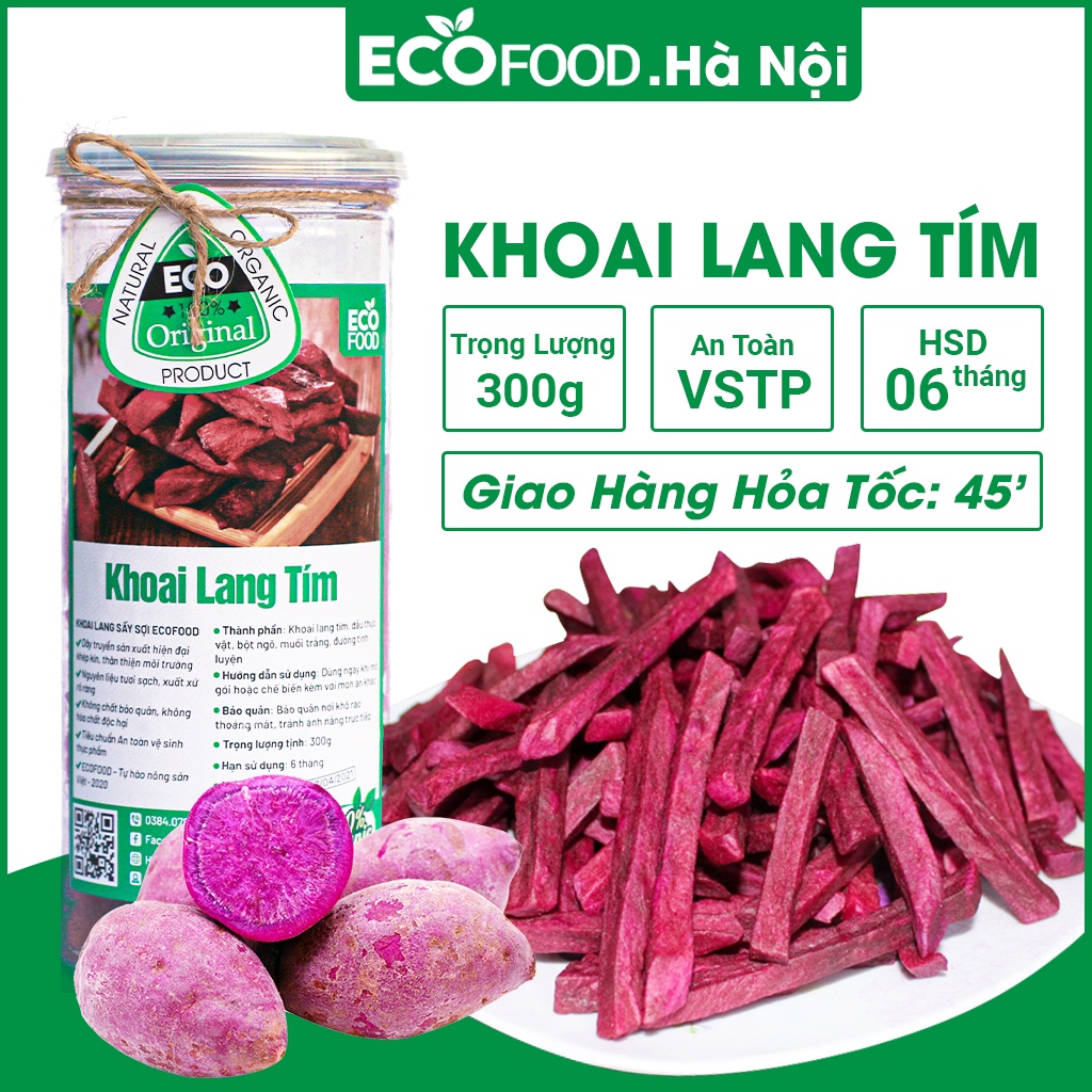 Khoai Lang Tím Sấy Giòn 300G Ecofood, Đồ Ăn Vặt Việt Nam, An Toàn Vệ Sinh Thực Phẩm