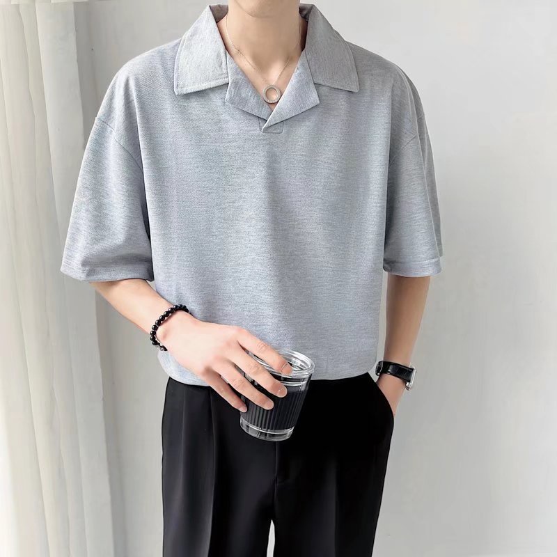 Áo Thun POLO Tay Ngắn Cổ Chữ V Màu Sắc Đơn Giản Thời Trang Mùa Hè Có Size M-3XL Phong Cách Hàn Quốc Cho Nam
