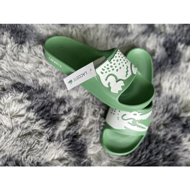 Dép quai ngang nam cao cấp, dép lacostee cá sấu hở mõm màu xanh cốm