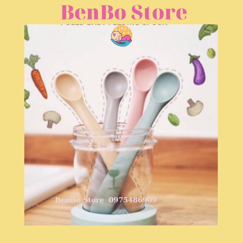 Thìa muỗng ăn dặm silicon Poled cao cấp Hàn Quốc chính hãng