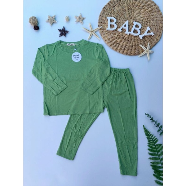 [Bé 20-32kg] Bộ dài tay màu trơn thun lạnh Minky Mom cho bé trai bé gái từ 20-32kg