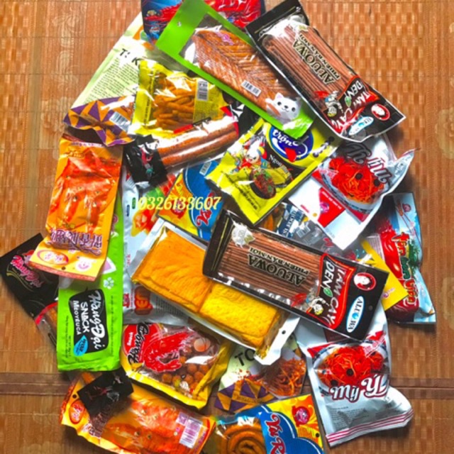 Combo 30 gói ăn vặt cổng trường, bim bim snack ăn vặt tuổi thơ siêu ngon
