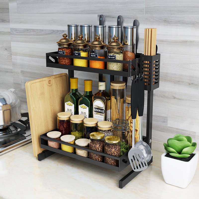 Kệ Đựng Gia Vị 2 Tầng Inox Phủ Sơn Tĩnh Điện Mẫu Mới Để Bàn Cao Cấp | BigBuy360 - bigbuy360.vn