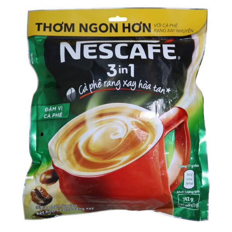 Túi 46 gói x 17g NESCAFE 3IN1 Rang Xay Đậm Vị (NET XANH)