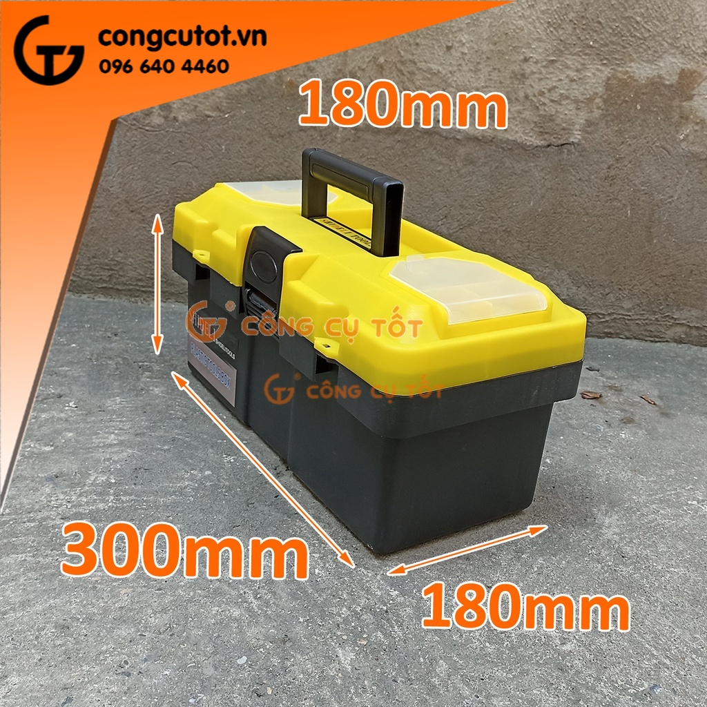 Thùng đồ nghề 1 khay 30x18x18cm nhựa ABS vàng đen