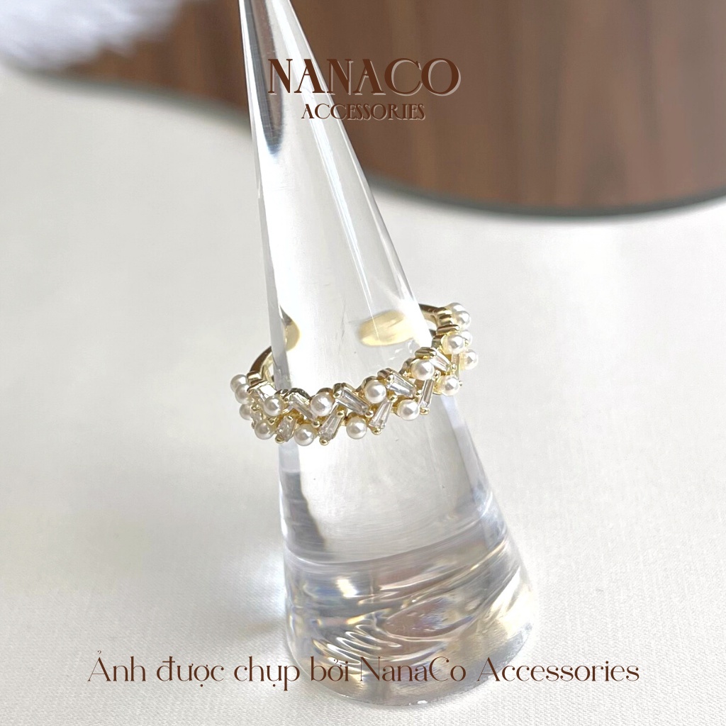 Nhẫn nữ freesize họa tiết hoa đính đá ngọc, nhẫn đeo ngón trỏ nữ đẹp NanaCo