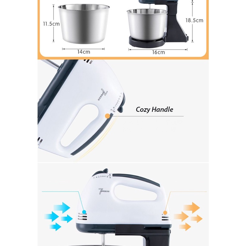 Máy Đánh Trứng / Kem / Bột Thức Ăn Để Bàn 220V Có Giá Đỡ Tiện Lợi Dành Cho Nhà Bếp