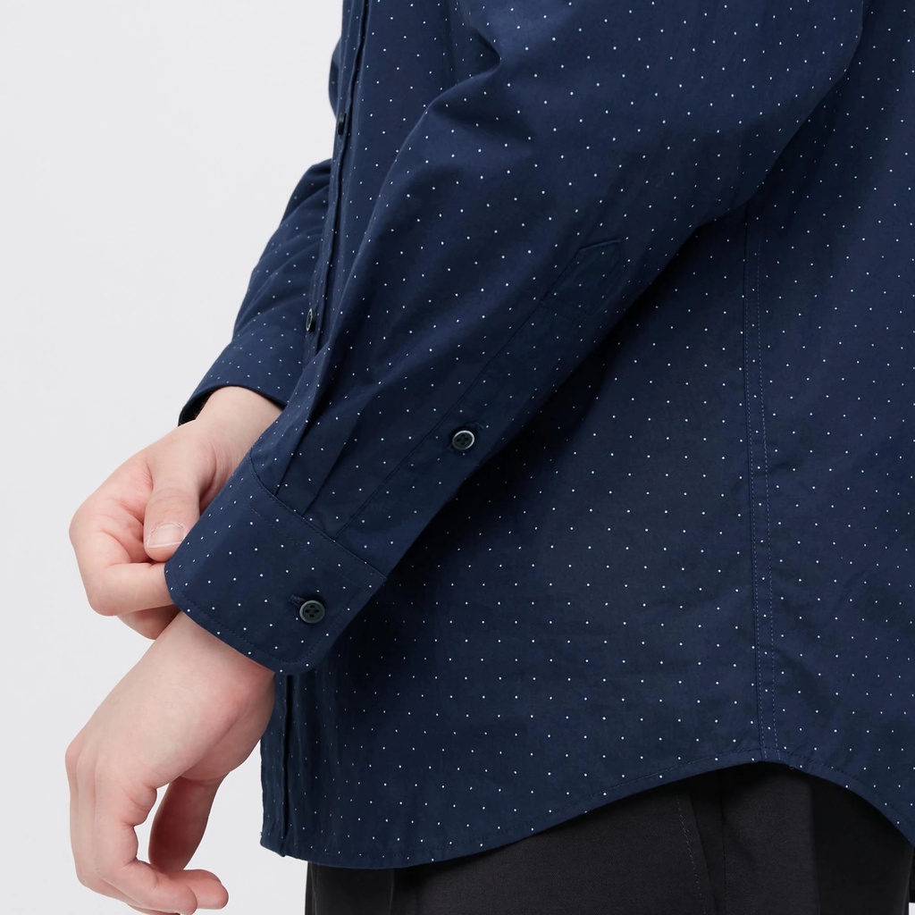 [Auth Uniqlo] Áo Sơ Mi Chấm Bi Cotton Mịn Dài Tay Nam Uniqlo - Nhật Bản