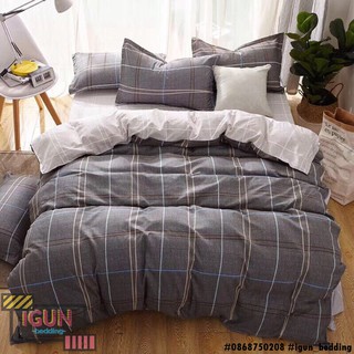 set KẺ NHỎ XÓM GIẢN ĐƠN  bộ Chăn Ga Gối 4 món Poly cotton HÀN QUỐC 100%