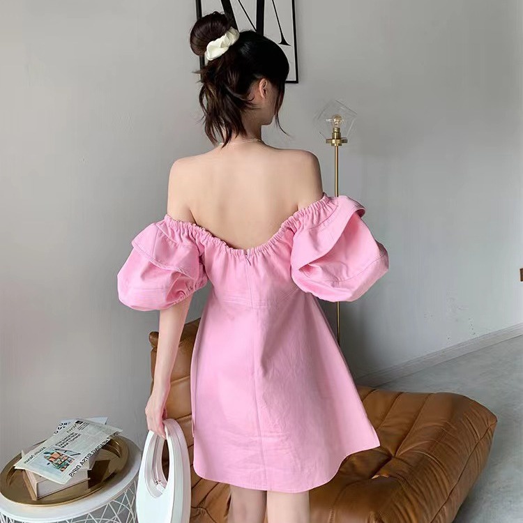 Đầm PERTY dáng ngắn cổ chữ V phong cách Hàn Quốc ngọt ngào thời trang mùa thu 2022 dành cho nữ