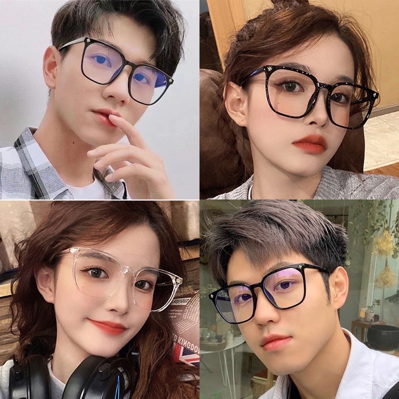 Kính Giả Cận Unisex Nam Nữ dáng vuông đính hoa nhỏ