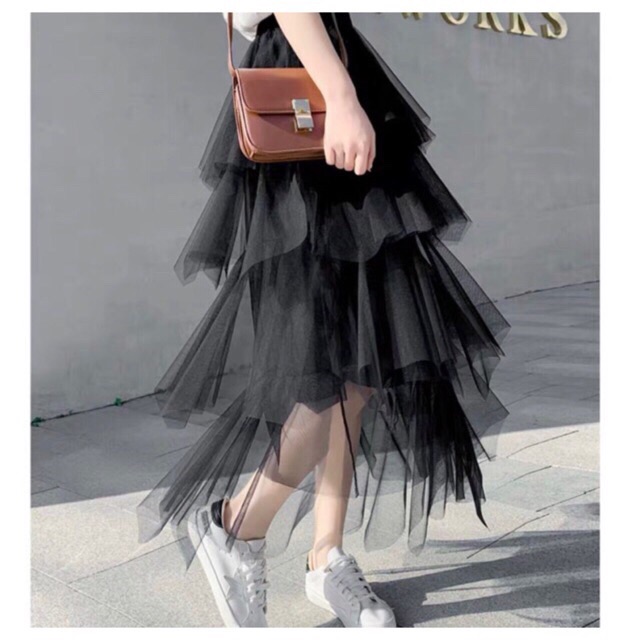 Chân váy lưới 2 lớp dài 4 tầng-hình thật cuối album