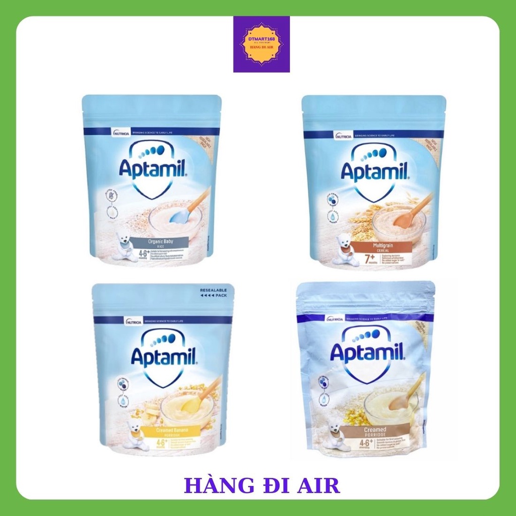 Bột Ăn Dặm Aptamil Cho Bé  4 Tháng, 5 Tháng, 6 Tháng Tuổi Vị Gạo, Vị Chuối, Vị Kem Date 2023 (Hàng Air Anh)