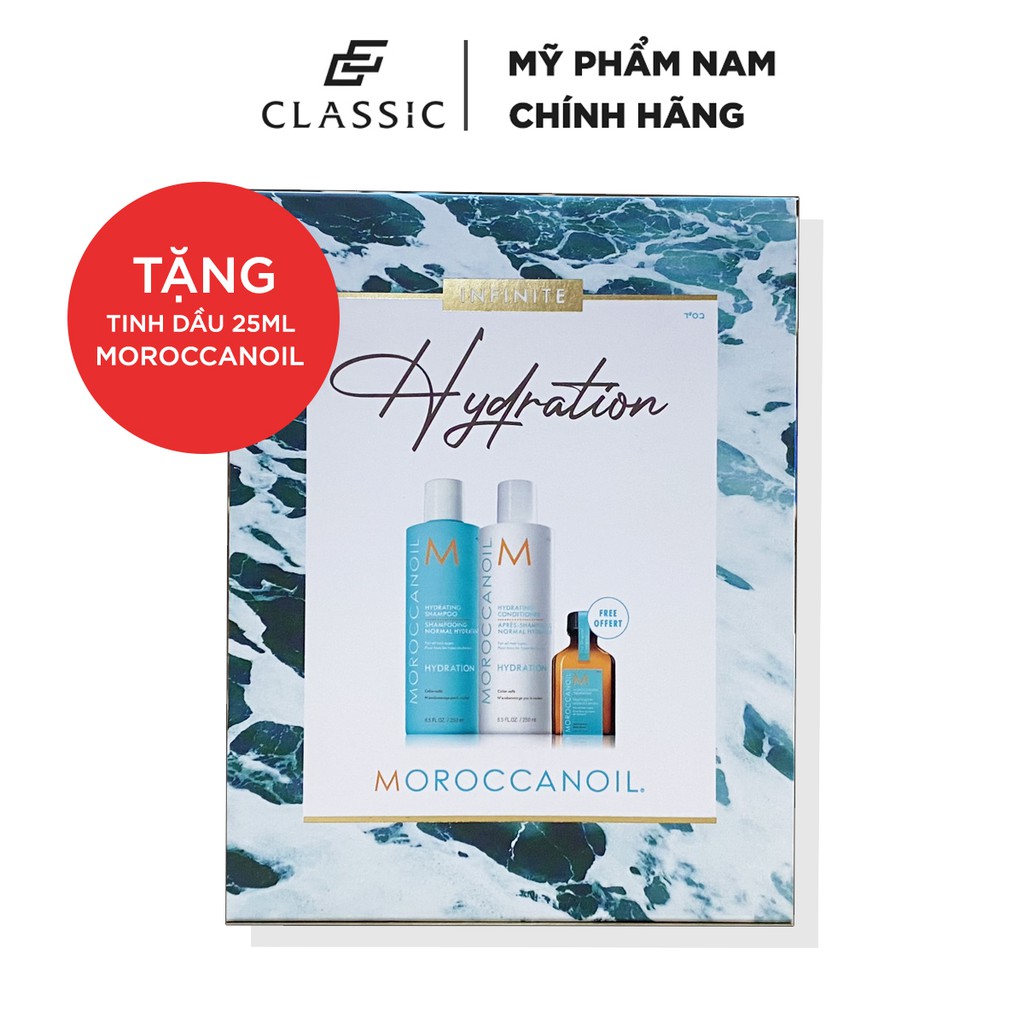 Gift Set Dầu Gội &amp; Xả Siêu Mượt Moroccanoil Hydrating 250ml + Tặng tinh dầu 25ml