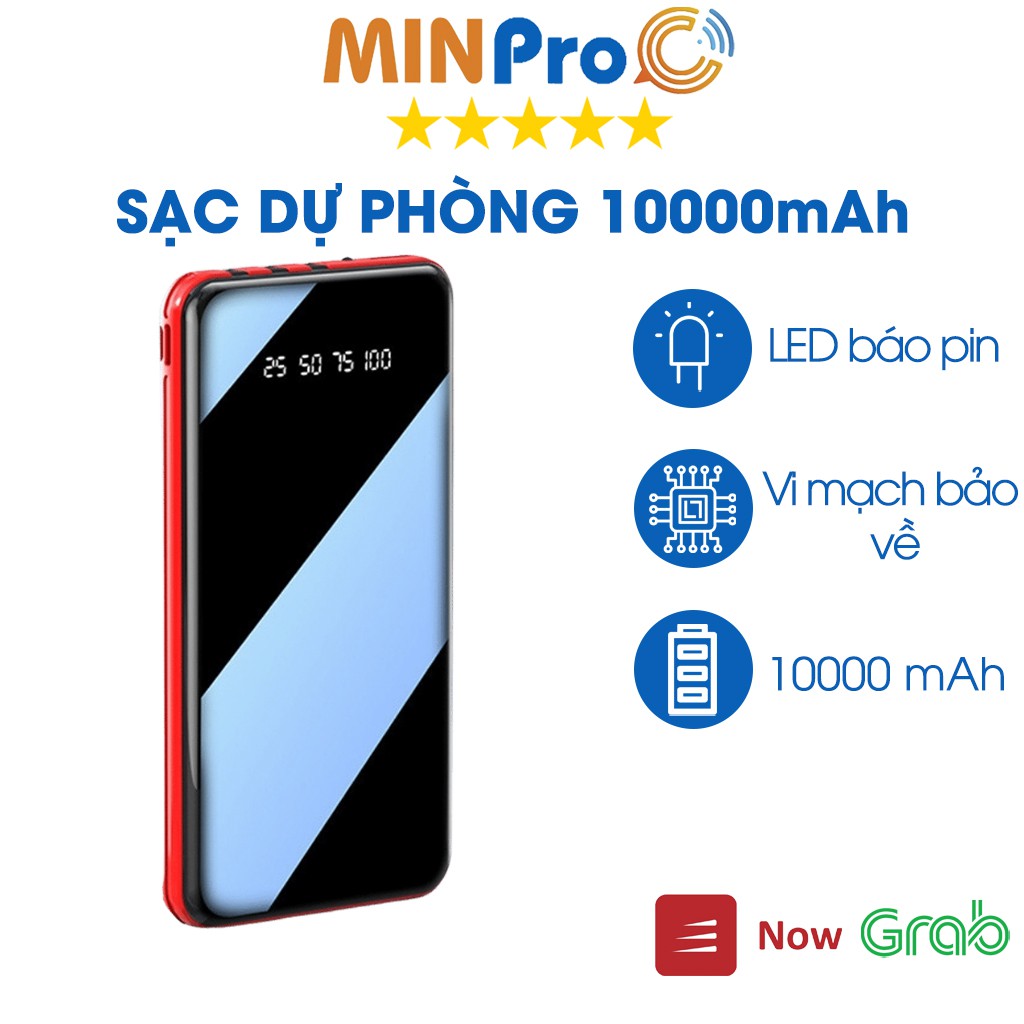 Pin sạc dự phòng 10000mAh hình chữ nhật mini, nhỏ gọn - MINPRO