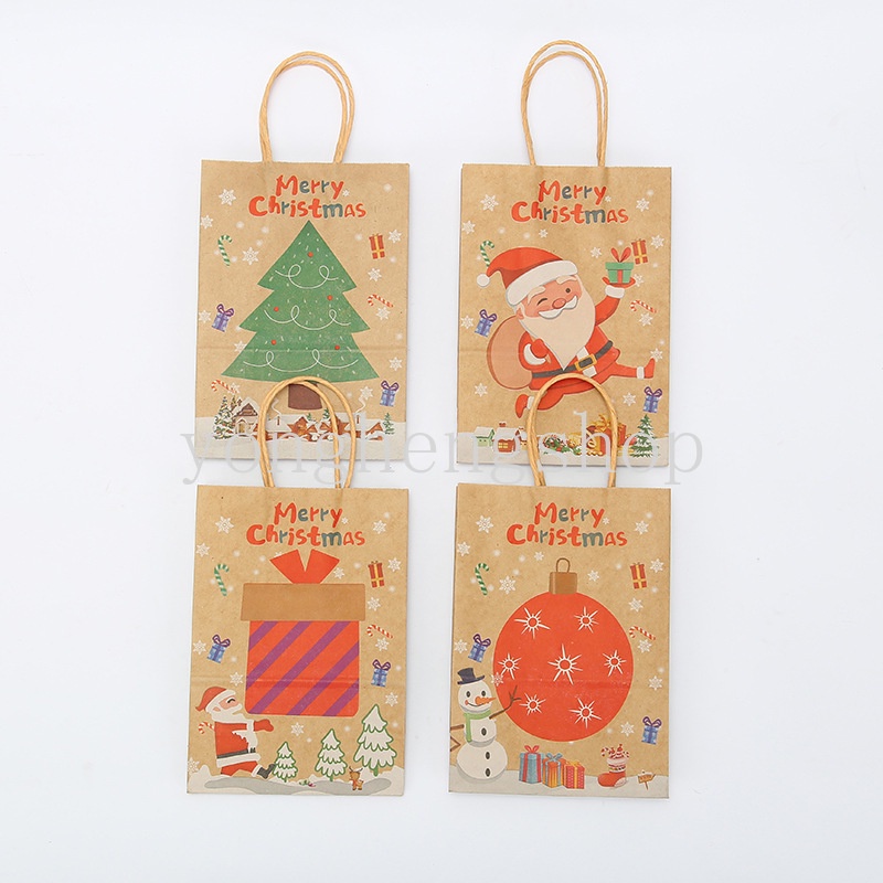Túi đựng bánh kẹo quà tặng bằng giấy họa tiết Giáng Sinh đáng yêu tiện lợi
