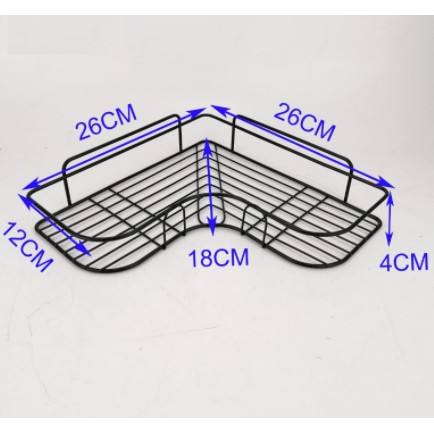 Kệ góc nhà tắm tam giác phun sơn tĩnh điện dán tường siêu dính trong nhà tắm, nhà bếp siêu tiện dụng màu đen